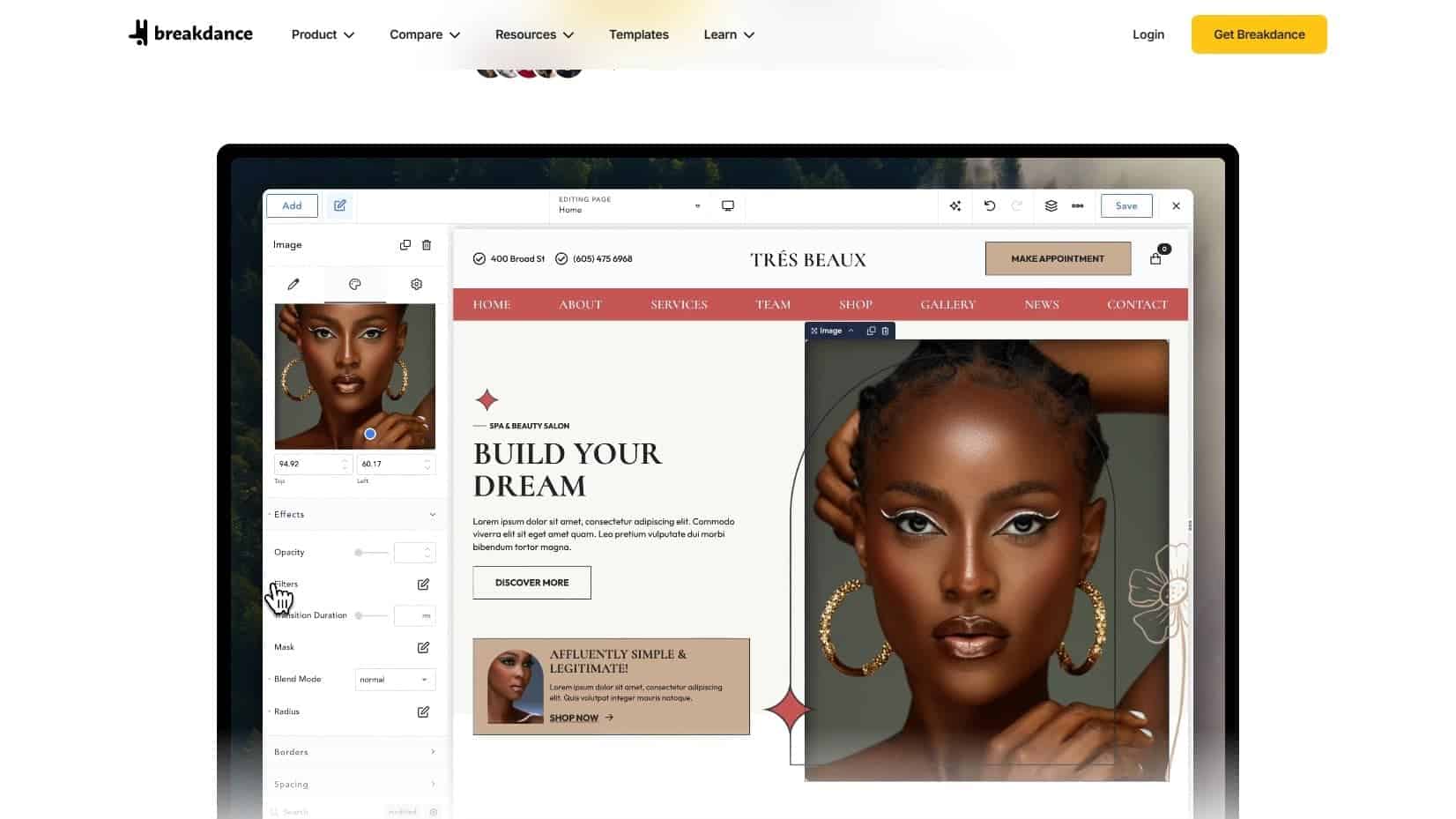 breakdance website builder for authors web
